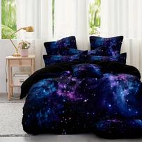 1/3pcs Galaxy Star Duvet Cover Set Purple Microfiber Bedding Hypoallergenic Easy Care Eu Single135x200cm