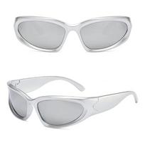 Y2K sunglasses for men and women, cyberpunk glasses, technological and high-end sunglasses, silver riding goggles