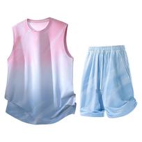 Men's Summer Casual Running Speed Dry Ice Silk Sports Set Men's Two Piece Set XXXXXL