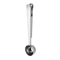 2-in-1 Stainless Steel Coffee Scoop Bag Sealer Measuring Spoon with Built-In Clip Rust-Proof Dishwasher Safe Kitchen Essential for Coffee Milk A