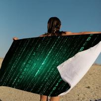 Binary Code The Matrix Program Chart Game Microfiber Blanket Quick Drying Beach Towels Oversized Printing Super Absorbent Pool W30*H60(CM)