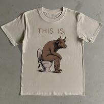 Funny Bull On Toilet T-Shirt: Sarcastic Humor Graphic Tee 4XL