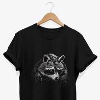 Raccoon Pirate T-shirt | Forest Animal Eye Patch Graphic Tee | Feral Creature Lovers Gift L
