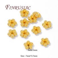 18K Gold Plated Spacer Beads For Jewelry Making,Brass Flowers Beads,Separators For Beads,DIY Bracelets Accessories 10 pieces