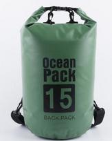 Custom Logo 15L 500D PVC Tarpaulin Foldable Roll-Top Dry Bag Waterproof Travel Accessory for Outdoor Activities-Kayaking Camping žalia