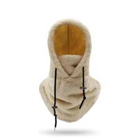 Winter Warm Windproof Cycling Full Face Ski Mask Double Sided Fleece Neck Gaiter Hooded Scarf Warmer smėlis