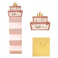 Pop Up Birthday Cake Card Foldable Surprise Greeting Card with Envelope for Celebration Party Invitation Message Gift one size