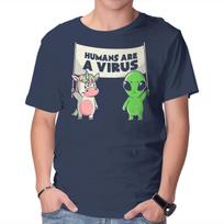 Unisex Crew Neck T-Shirt Humans Are A Virus Graphic Short Sleeve Casual Tee XL