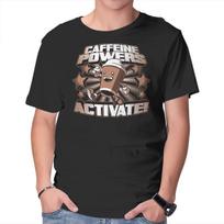 Unisex Crew Neck T-Shirt Caffeine Powers, Activate! Graphic Short Sleeve Casual Tee XL