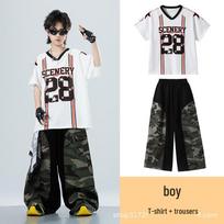 Kids' Street Dance Hip Hop Camo Costume: Boys' & Girls' Trendy Drum Kit Pants Set 160cm