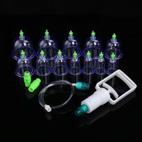 12pcs Thickened Magnetic Therapy Vacuum Cupping Set with Hand Pump Suction Gun for Home Use Traditional Cupping Therapy Equipment One Size mėlyna