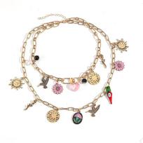Metal Chain Enamel  Necklace Flying Bird Bohemian Collarbone Chain  Vacation auksas