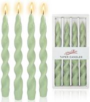10 Inch White Spiral 4 Pcs Taper Candles Unscented Twisted Candlesticks Set for Dinner Table Decor Party Wedding Large (8"-12")