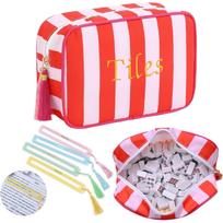 New Striped Portable Clutch & Handbag-Large Capacity Mahjong Storage & Makeup Organizer with Zipper Closure for Men & Women