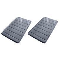 2Pcs Bath Mats Highly Absorbent SkidProof Backing For Home Use Machine Washable tamsiai pilka spalva