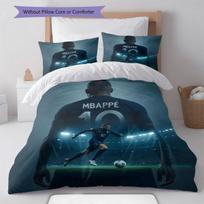 Mbappe10 rašto patalynė Namų dekoracija Gimtadienio dovana (1 * antklodės užvalkalas + 2 * pagalvės užvalkalai, be šerdies),gerbėjų atributika. 135x200cm black