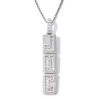 Hip Hop Vertical Letter Name Pendant Necklace Brass Iced Out Baguette 5A CZ Bling Custom Shiny Necklace Trending Jewelry 16inch rope chain&2 letters sidabras