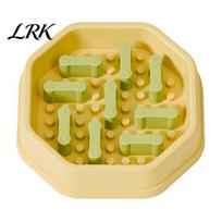 Adjustable Feeder Pet Slow Bowl, Feeder, Non-slip Octagonal Bowl Dish Prevents Choking for Dogs And Cats Anti-choke geltona