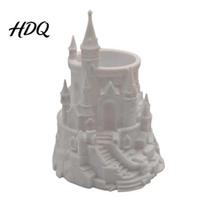 Fantasy Desk Decor Castle Shape Pen Holder 3D Printed Organizer for Pens balta