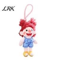 Skin-friendly Plush Toy Fluffy Little Boy Keychain, Small Clown Stuffed Animal Pendant for Gift Accessory Bag Backpack Purse, Cute Key Ring raudona