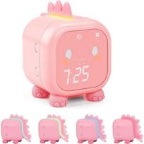 Cute Dinosaur Digital Alarm Clock Girl Wake-up Light and Night Light and Music Reminder Time and Pink Dinosaur PZCC