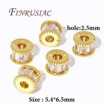 18K Gold Plated Zircon Crystal Beads For Bracelets,Spacer Beads For Jewelry Making DIY Findings Accessories,Beads Separators 2 pieces