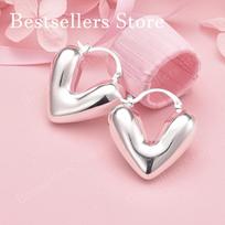 925 Sterling Silver Luxurious Glossy Heart Earrings Women's Fashion Party Favors Jewelry Wedding Accessories sidabras