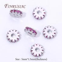 5mm 18K Gold Plated Round Flat Beads For DIY Necklaces,Brass Zircon Spacer Bead For Jewelry Making,Metal Separator Beads 2 pieces