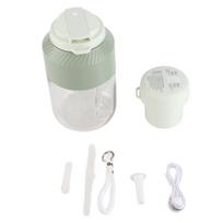Portable Blender 1L Dual Lid Efficient Use Convenient Strap Rechargeable Cordless Blender for Outdoor Travel Gym Party žalia