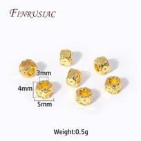 5X4MM 18K Gold Plated Barrel Shape Spacer Beads Plum Pattern Large Hole Beads For Bracelet,Loose Bead Separators Wholesale 10 pcs