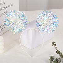 Glitter Hairband With Fuzzy Pom-Poms For Children Party Performance Decorations One Size balta