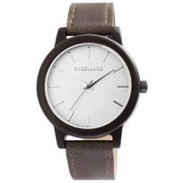 Montre bracelet - EXCELLANC - Bois 44 mm - Boîtier rond noir - Bracelet gris - Quartz juoda