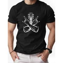 Men's Rock Hand & Guitar Graphic Cotton T-Shirt - Lightweight Summer Casual Short Sleeve Round Neck Tee for Music Lovers, Band T Shirts S juoda