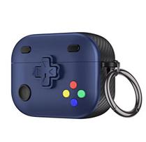Cool Game Console Earphone Case For AirPods 4 3 2 1 Pro 2 Hard Shell Cover With Switch Button For Apple Headphone Accessories For Airpods Pro mėlyna