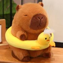 Kawaii Cartoon Plush Toy Cute Swimming Ring Capybara Soft Fill Decompression Accompany Doll Throw Doll Birthday Holiday Gift 22cm