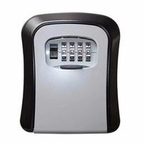 Wall Mount Key Lock Box 4 Digit Password Code Security Lock No Key for Home Office Key Safe Secret Storage Box Organizer pilka