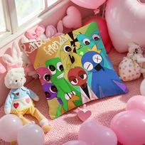 Game R-Rainbow Friends Cushion Cover Pattern Printed Pillowcase For Living Room Sofa Cushion Cover & Bedroom Decor Peach skin 18*18(CM)-1Pcs