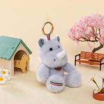 Cute Plush Toy Keychain: Giant Panda, Rhinoceros, Calico Cat, Monkey Pendant for Backpack or Girls' Gift 15 cm