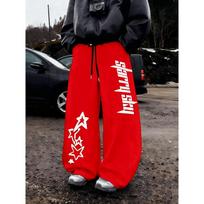 Retro Men's Drawstring Loose Casual Sports Pants Spring and Autumn Men's Outdoor Home Casual Pants S raudona
