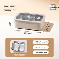 Ymer Stainless Steel Lunch Box Microwaveable Fresh-Keeping Bento Box for Office Workers [Visible Glass Large Double-Compartment]