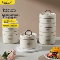 COOKER KING Insulated Lunch Box, Food-Grade 304 Stainless Steel, Layered Large Capacity, Adult Multi-Layer Portable Bento Box, 5-Piece Set