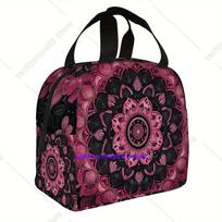 Abstract Floral Mandala Leakproof Thermal Cooler Food Insulated Lunch Bag School Children Student 22x20x13cm
