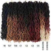 Hot Sell 18 Inch 100g Synthetic Ombre Braiding Hair Braids Gypsy Locs Curly Africa Twist Goddess Faux Locs Hair Extensions (as the picture,18 Inches(45.72cm))