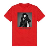 White T-Shirt with Lady Gaga The Fame Monster Graphic and Script on The Frontside Summer Cotton Short Sleeve Women Print Tshirts XS raudona