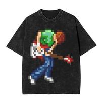 Scott Pilgrims  Washed TShirt Male  Y2K Retro Cotton T Shirts Summer Comfortable Trending Tee Shirt Loose Oversize Clothing 2XL