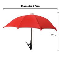 Compact Clip-On Mobile Phone Holder with Waterproof Umbrella for Sun and Rain Protection 1PCS raudona