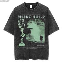 Silent Hill 2 Videogame Black Retro Gaming Oversized T shirt 100 Cotton Vintage Washed Tshirt for men women hiphop streetwear S