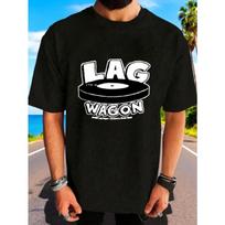 Lag wagon Vyriški marškinėliai su grupės logotipu ir viniline plokštele - Oficiali pankroko atributika, Laisvo kirpimo kasdieniai marškinėliai koncertams, sporto salei S juoda