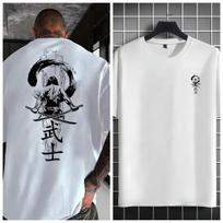 Men Japanese Samurai Warrior Graphic T-Shirt Breathable Polyester Relaxed Fit Short Sleeve Tee Artwork S