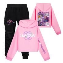 Kpop Demon Hunters Print Kids Hoodie And Pants Set With Cartoon Print For Winter And Spring Play 110cm rožinė